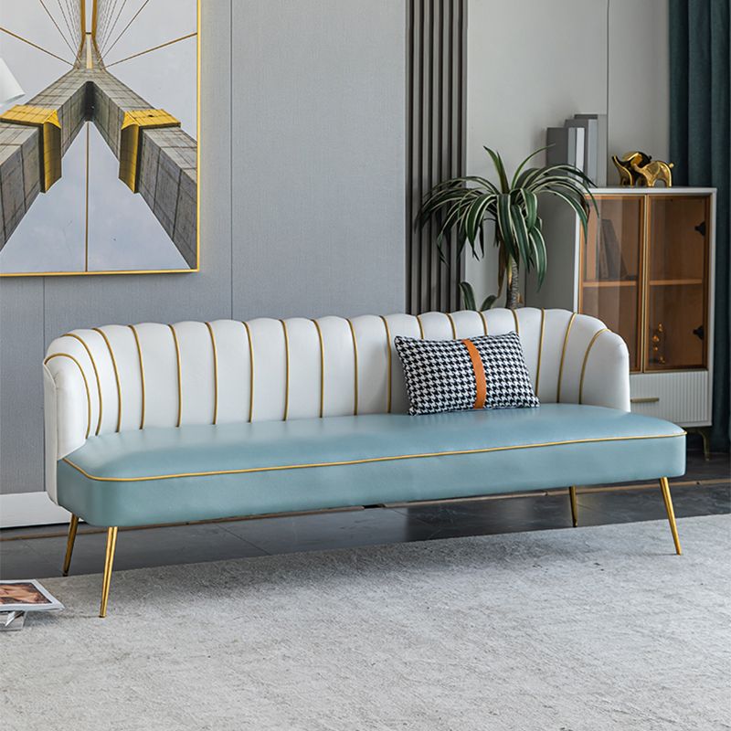 Faux Leather Modern Recessed Arm Sofa Standard Sofa with Sewn Pillow Back Clearhalo 'furn' 'furn_sofas' 'Furniture' 'furniture_sofas' 'Living Room Furniture' 'Sofa' 'sofas' 1200x1200_5b6ceaee-294a-4380-bb37-caa0b166ab61