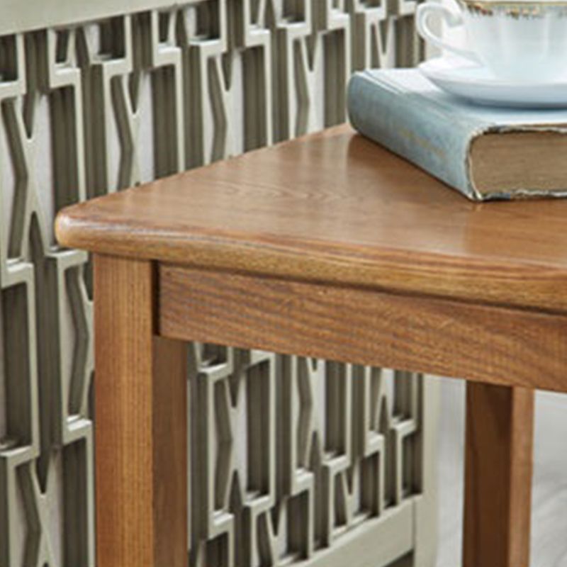 21.65"/23.62" Tall Wood End Table Walnut Square Side Table with Shelf