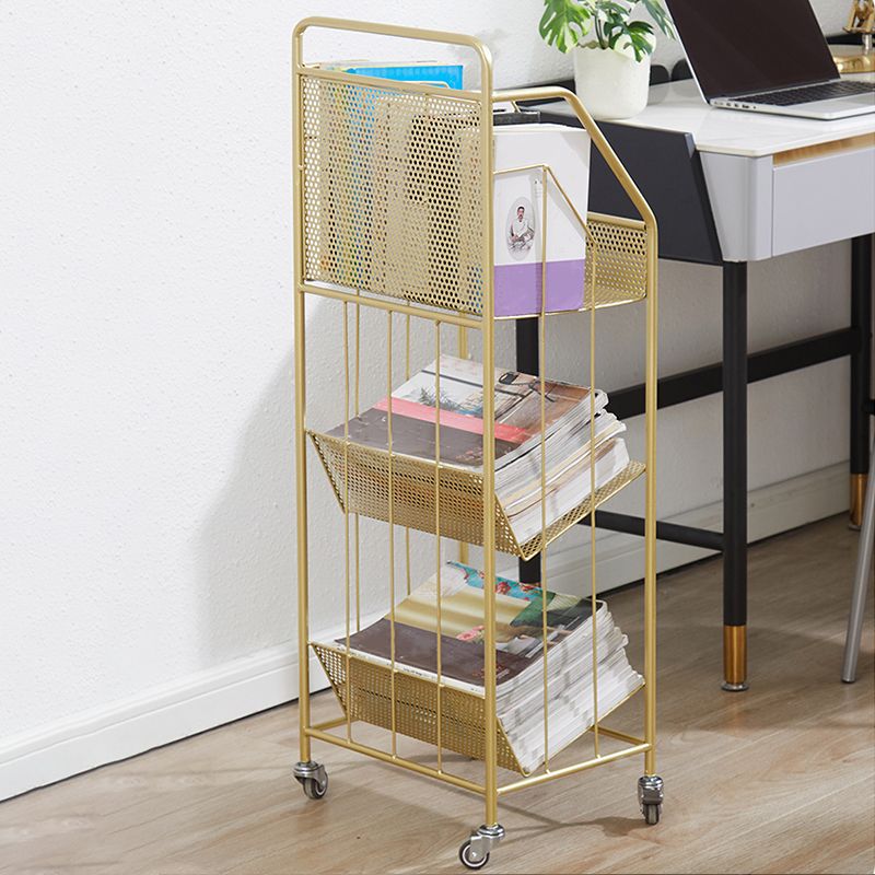 Glam Antique Finish Bookshelf Metal Etagere Shelf Bookcase with Shelves Clearhalo 'Bookcases' 'furn' 'furn_bookcases' 'Furniture' 'Office Furniture' 1200x1200_5b6db18e-4be7-42ce-b6d3-e999f52dde18