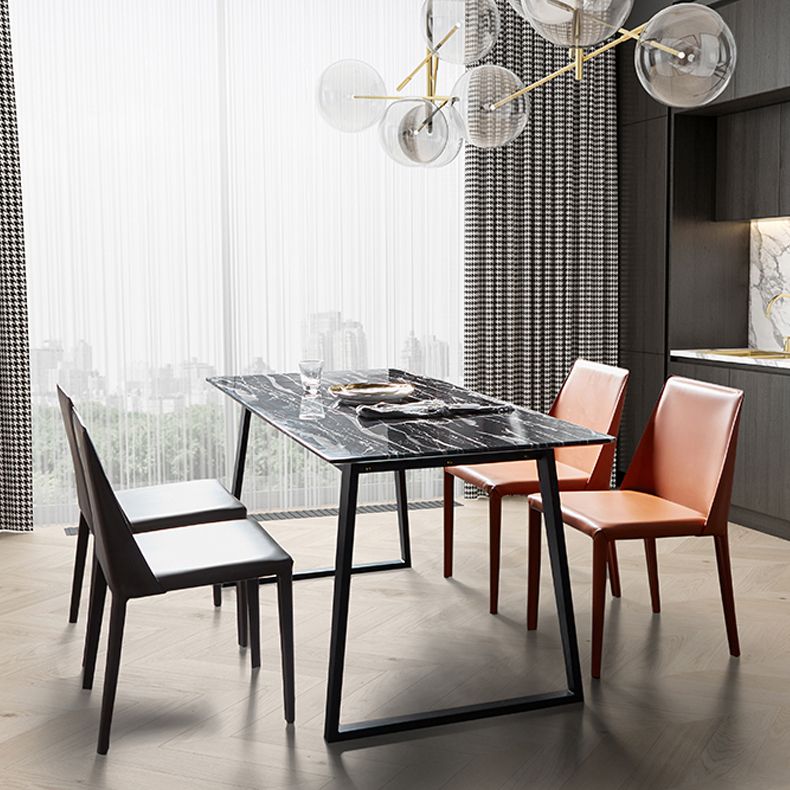 Minimalist Style Leather Dining Side Chair Solid Back Dining Chairs for Home