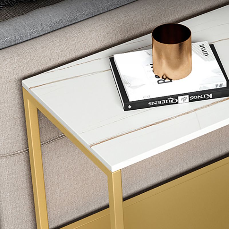 Contemporary Sled with Shelf Rectangular Double Tier Living Room Side Table