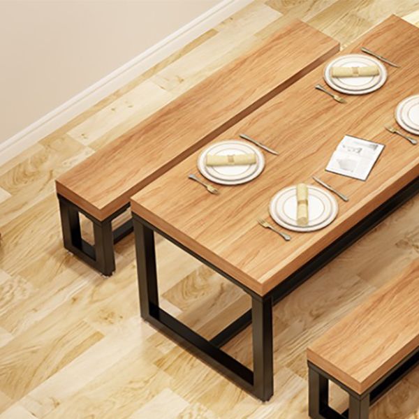 Industrial Natural Finish Dining Table Indoor Rectangle Table with Metal Base Clearhalo 'Dining Tables & Seating' 'Dining Tables' 'dining_table' 'furn' 'furn_dining_table' 'Furniture' 'Kitchen & Dining Furniture' 1200x1200_5b75e943-92cb-46d0-bc2d-ab3462a324b5