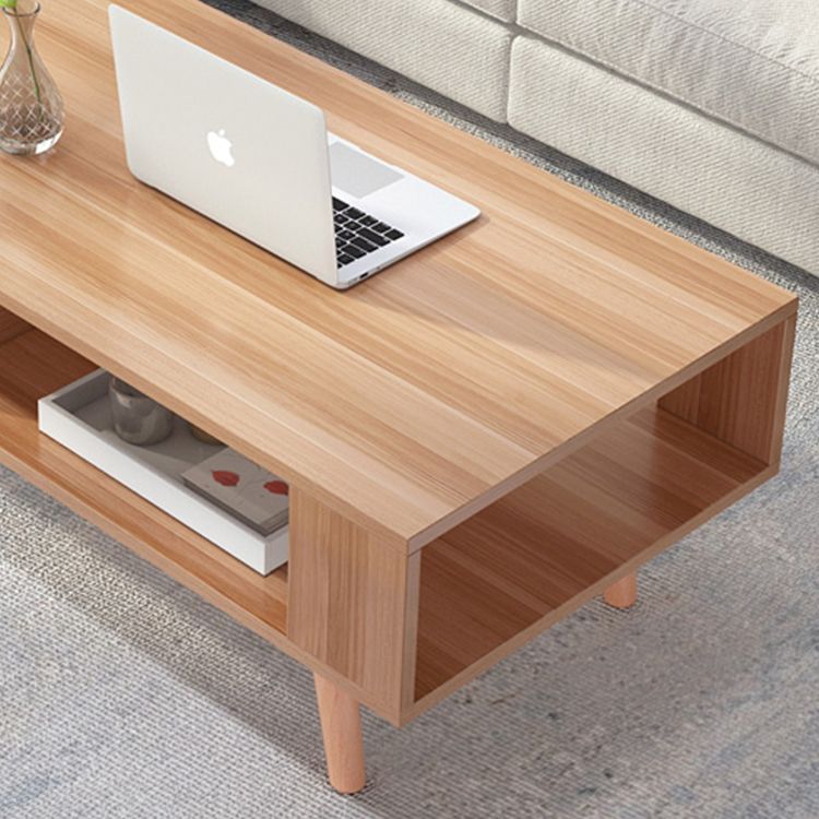 Contemporary 4 Legs Cocktail Table Wood 1 Single Coffee Table with Drawers Clearhalo 'Coffee & Accent Tables' 'Coffee Tables' 'coffee_tables' 'furn' 'furn_coffee_tables' 'Furniture' 'furniture_coffee_tables' 'Living Room Furniture' 1200x1200_5b77a760-f398-4cf6-a46b-ee882b48d734