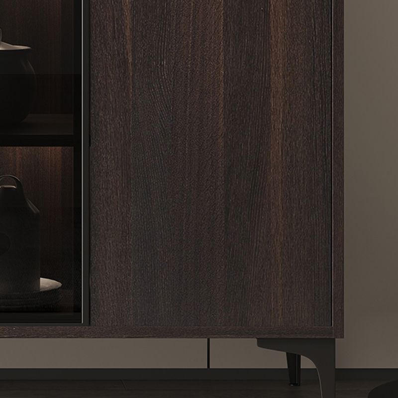 Credenza de comedor de parador de buffet de madera sólida contemporánea con luces LED