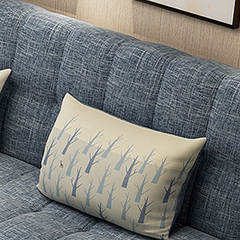 コットンブレンドとフェイクレザーコンテンポラリーアームレスカウチベッド