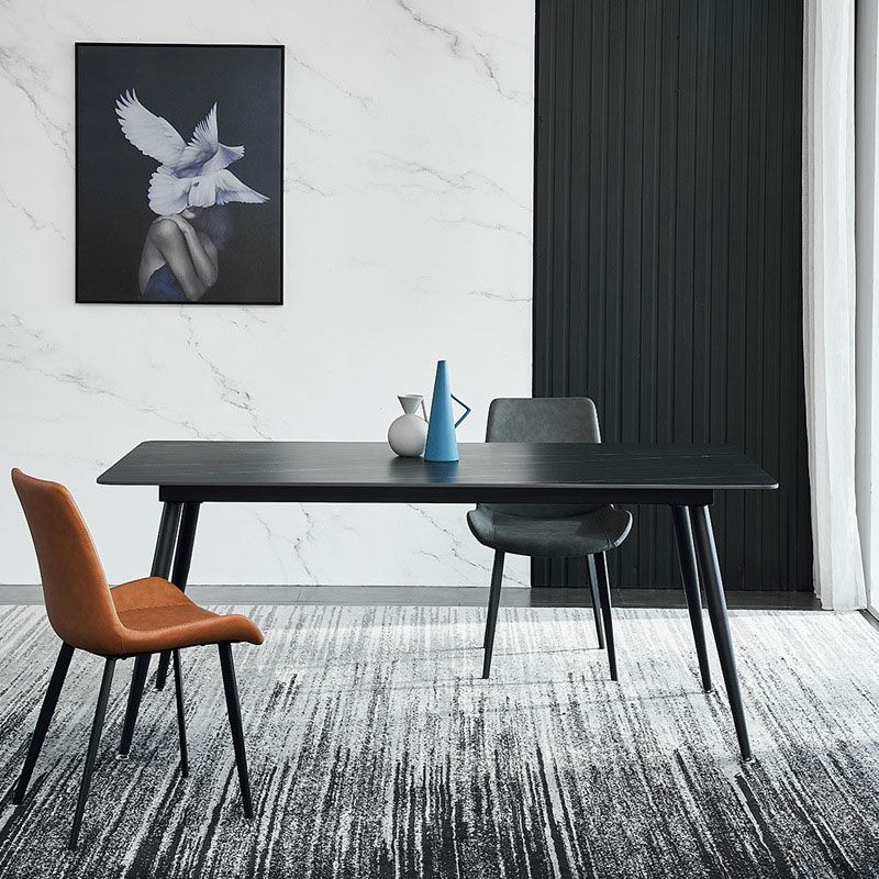Stone Top Dining Table Industrial Rectangle Table with 4 Legs Clearhalo 'Dining Tables & Seating' 'Dining Tables' 'dining_table' 'furn' 'furn_dining_table' 'Furniture' 'furniture_dining_table' 'Kitchen & Dining Furniture' 'kitchen' 'kitchen_dining_table' 1200x1200_5b79aa1a-6e3d-4cbe-8304-44e190789c61