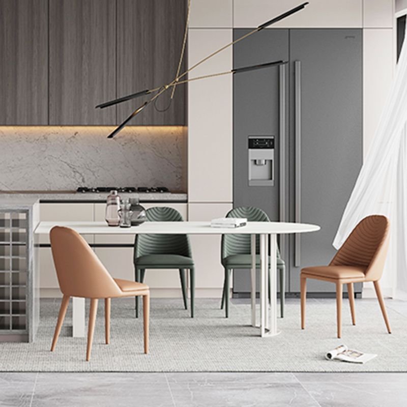 Irregular Sintered Stone Dining Table Modern Island Table with White/Black Double Pedestal Clearhalo ' dining_table' 'Dining Tables & Seating' 'Dining Tables' 'furn' 'furn_dining_table' 'Furniture' 'furniture_dining_table' 'Kitchen & Dining Furniture' 'kitchen&dining_furn' 'kitchen' 'kitchen_dining_table' 1200x1200_5b7f9200-f062-4c25-beac-070a1104eb77