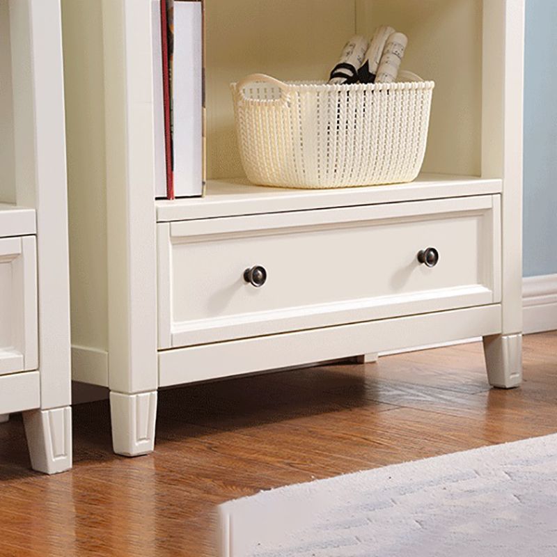 Modern Style Closed Back Bookcase Standard Wooden Bookshelf  in White