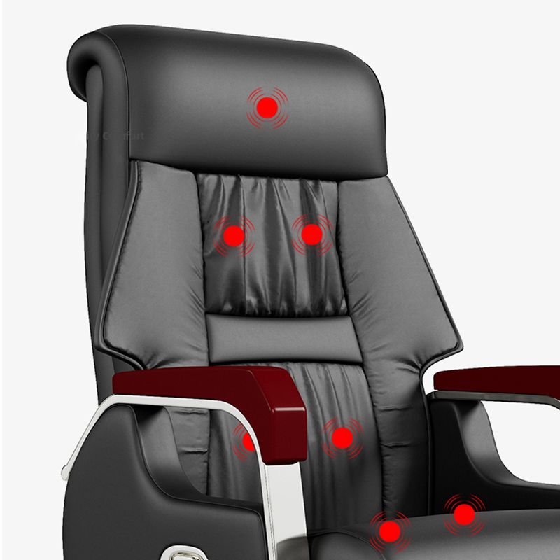 Sedia da ufficio a diapositiva moderna in pelle fissa in pelle regolabile altezza sedia da scrivania con ruote