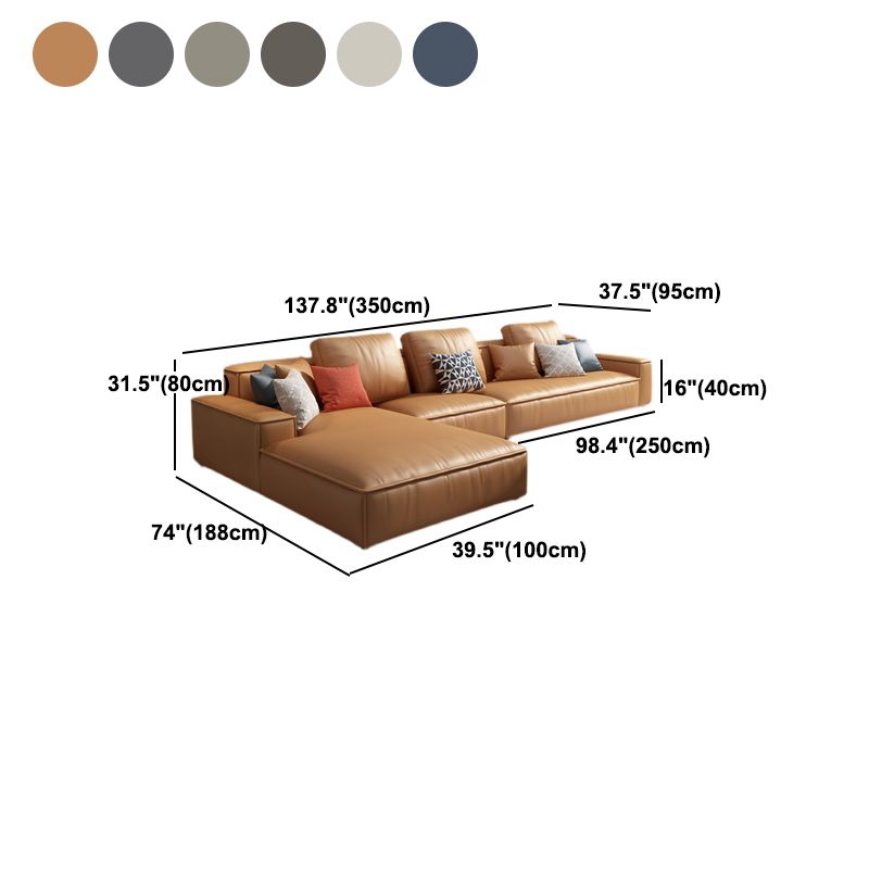 Faux Leather Loose Back Sofa & Chaise 137.8*74*31.5 Recessed Arm Sofa Clearhalo 'furn' 'furn_sectionals' 'Furniture' 'furniture_sectionals' 'Living Room Furniture' 'Sectionals' 1200x1200_5b82e1b5-5a78-4a57-b326-05b2446c108c
