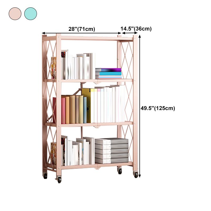 Metal Floating Bookcase Contemporary Style Open Back Bookshelf with Wheels