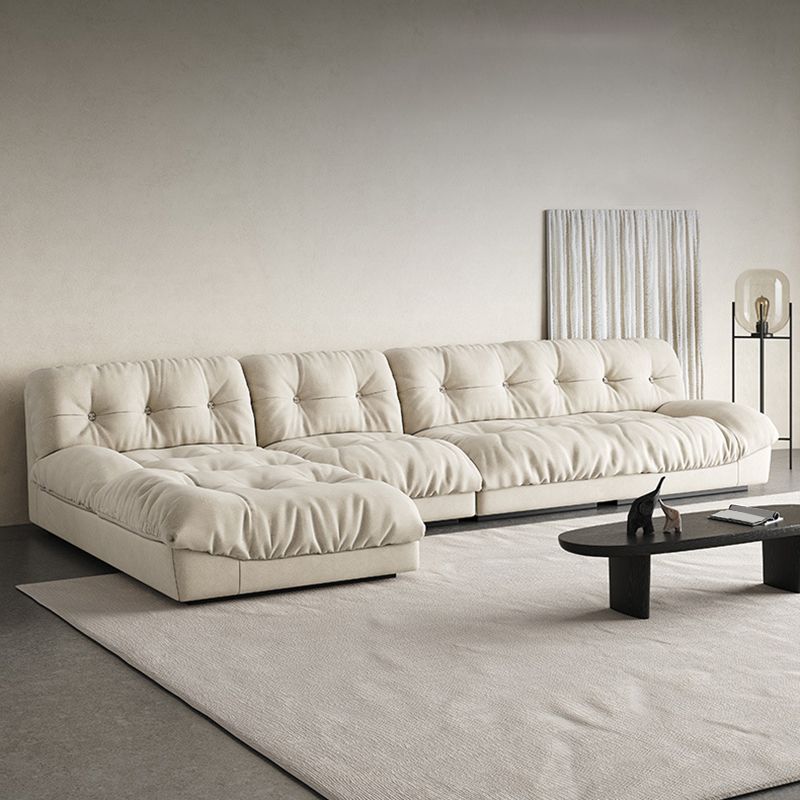 Tufted Backrest Sectional Sponge Padded Armless Off-white Sofa Clearhalo 'furn' 'furn_sectionals' 'Furniture' 'Living Room Furniture' 'Sectionals' 1200x1200_5b856d21-5592-4d5d-9de6-980719d5a8fa