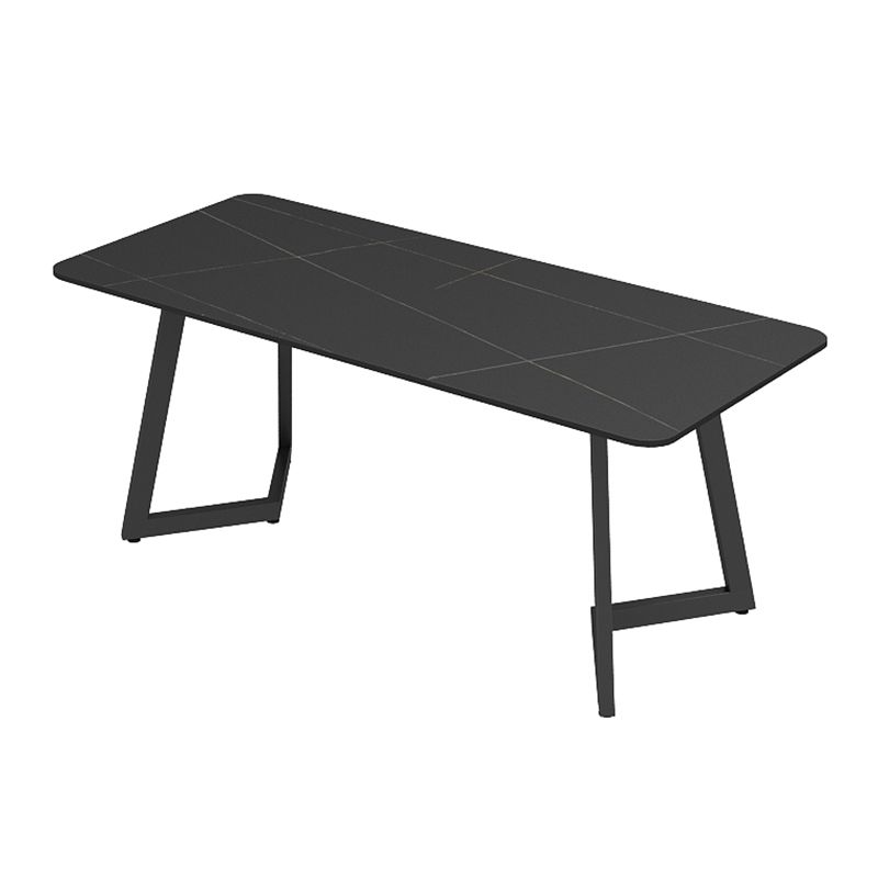 Industrial Sintered Stone Dining Table Black Table with Black Frame for Dining Room Clearhalo ' dining_table' 'Dining Tables & Seating' 'Dining Tables' 'furn' 'furn_dining_table' 'Furniture' 'furniture_dining_table' 'Kitchen & Dining Furniture' 'kitchen&dining_furn' 'kitchen' 'kitchen_dining_table' 1200x1200_5b85e9d5-7514-4ab7-a7cc-9df75e2f48c5