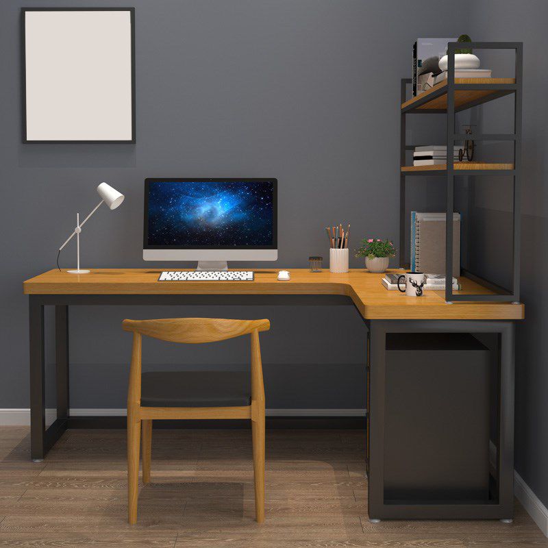 Solid Wood Home Writing Table Industrial L-Shape Fixed Working Table Clearhalo 'furn' 'furn_office_desk' 'Furniture' 'Office Desks' 'Office Furniture' 'office_desk' 1200x1200_5b86f0ed-8d50-4229-9d70-4b6abf995ab4