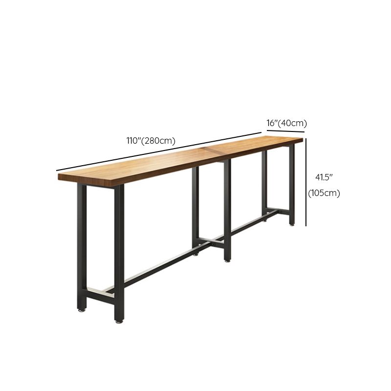 Schwarzer Bartisch mit Bockgestell aus Metall, industrieller, rechteckiger Bartisch