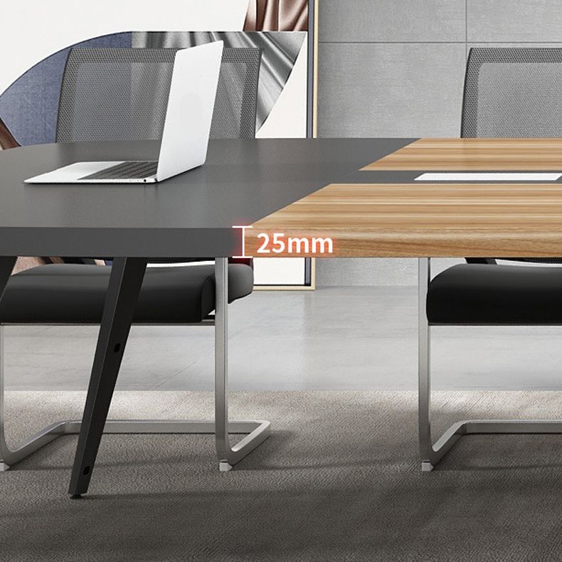 Industrial Parsons Office Desk Natural and Black Writing Desk Clearhalo 'furn' 'furn_office_desk' 'Furniture' 'Office Desks' 'Office Furniture' 'office_desk' 1200x1200_5b8b52a4-ea2a-4399-b57e-4031d0ff9b89