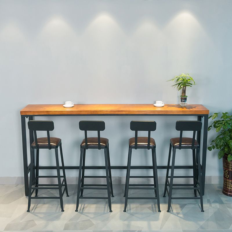 1/5 Pieces Industrial Rectangle Pub Table Set Wooden Counter Table with High Stools Clearhalo 'Bar Furniture' 'furn' 'furn_home_bar_bar_sets' 'Furniture' 'Home Bars & Bar Sets' 'home_bar_bar_sets' 'Kitchen & Dining Furniture' 1200x1200_5b8d4dd8-e349-4e1f-aa69-1597ff21a4f5