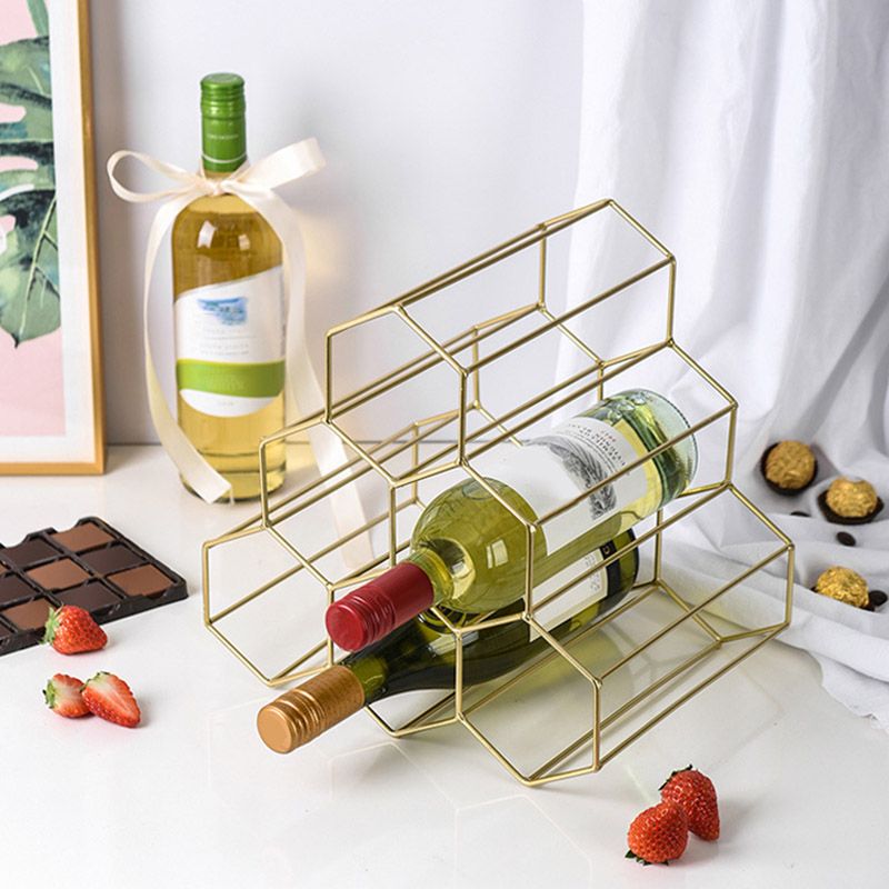 Iron Tabletop Wine Glass Rack Modern Stackable Wine Bottle Holder in Gold Clearhalo 'furn' 'furn_wine_racks' 'Furniture' 'Kitchen & Dining Furniture' 'Wine Racks' 'wine_racks' 1200x1200_5b8e3cca-9aa0-4ba0-8507-e242380c2cde