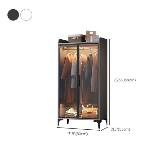 脚とガラスのワードローブキャビネットのあるヒンジ付きワードローブ鎧