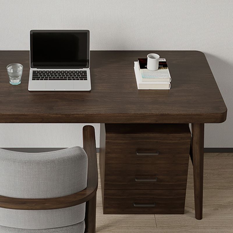 Hedendaagse stijl Wood Office Desk rechthoekige vorm Taakbureau in donkerbruin