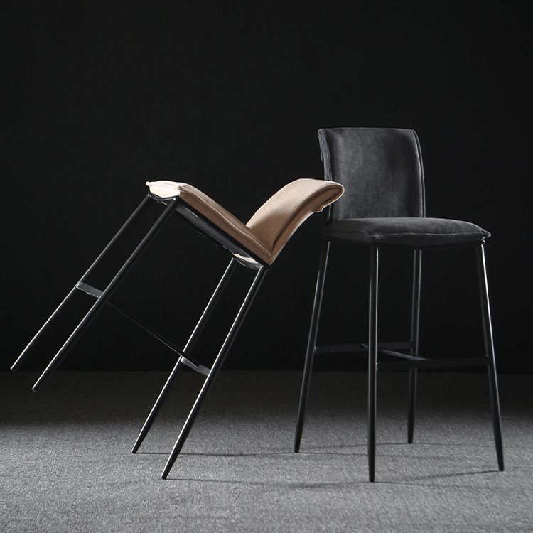 Upholstered Modern Counter Bar Stool Armless Backrest Bar Stool with Metal Base Clearhalo 'Bar Furniture' 'Bar Stools' 'bar_stools' 'furn' 'furn_bar_stools' 'furniture_bar_stools' 'Kitchen & Dining Furniture' 'kitchen&dining_furn' 'kitchen' 'kitchen_furn' Furniture' 1200x1200_5b9031f1-e946-4aa9-aa68-8434ae04db08