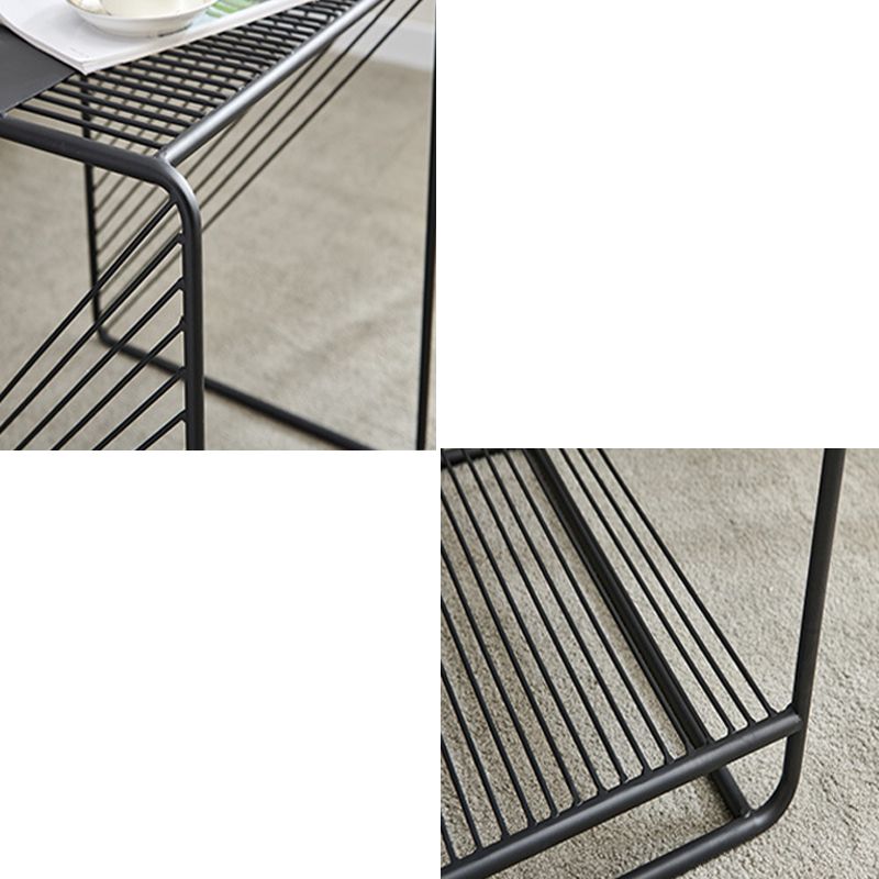Mid-Century Modern 1/2-Piece Coffee Table in Square Iron Cocktail Table