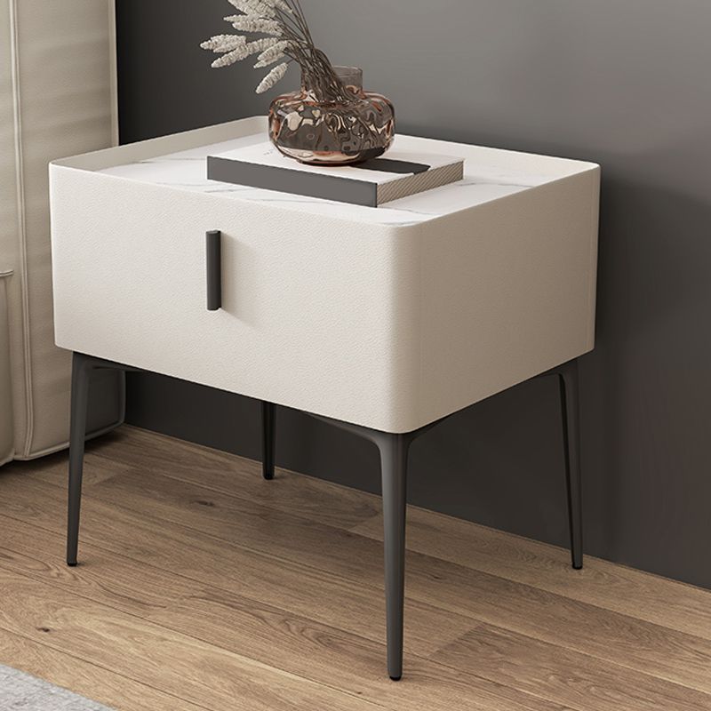 Modern Slate Nightstand Lower Shelf Bedside Cabinet with Drawer for Bedroom Clearhalo 'Bedroom Furniture' 'furn' 'furn_night_stand' 'Furniture' 'night_stand' 'Nightstands' 1200x1200_5b90f38b-55c4-49b8-b26d-3d8fcec9723c