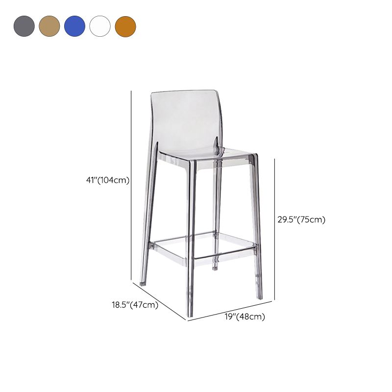 Contemporary Plastic Low Back Indoor Bar Stool with Footrest
