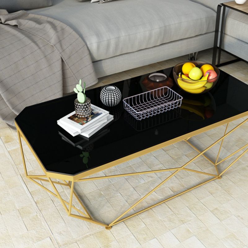 Contemporary Cocktail Table Glass Top Rectangular Single Coffee Table
