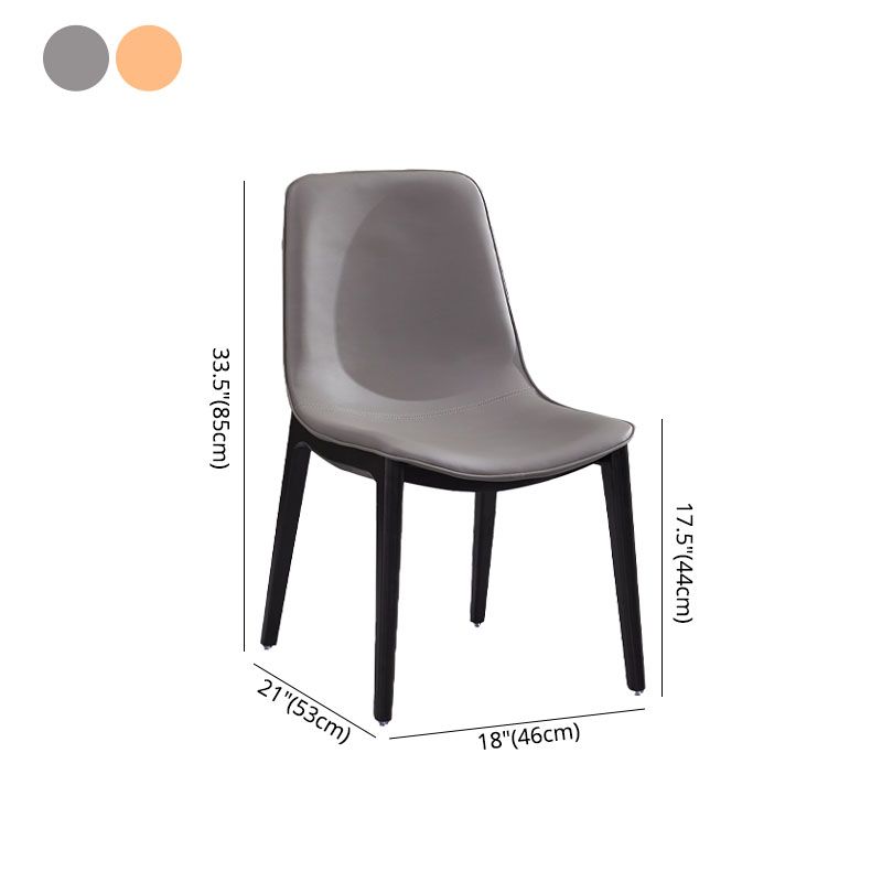 Industrial Home Solid Back Chair Leather Dining Chair with Black Legs Clearhalo ' kitchen&dining_furn' 'Dining Chairs' 'Dining Tables & Seating' 'dining_chair' 'furn' 'furn_dining_chair' 'Furniture' 'furniture_dining_chair' 'Kitchen & Dining Furniture' 'kitchen' 1200x1200_5b97501f-c58d-4399-ac45-e1fc41516bc5