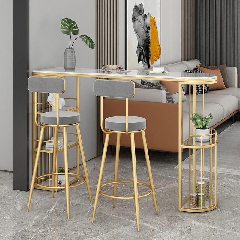 Contemporary Stone Bar Table Set 1/3 Pieces Bar table with Upholstered Stools for Indoor