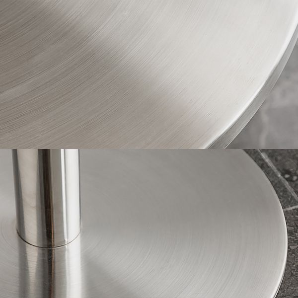 Metal Contemporary Sliver Dining Table Stainless Steel Dining Table with Pedestal Base Clearhalo ' dining_table' 'Dining Tables & Seating' 'Dining Tables' 'furn' 'furn_dining_table' 'Furniture' 'furniture_dining_table' 'Kitchen & Dining Furniture' 'kitchen&dining_furn' 'kitchen' 'kitchen_dining_table' 1200x1200_5b987dc8-9d51-4c10-b2c9-4f8fe5d29822