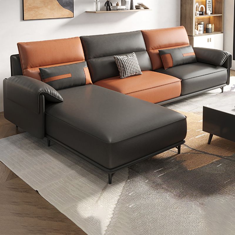 Sofá contemporáneo de brazos de almohada Sala de estar de cuero sintética