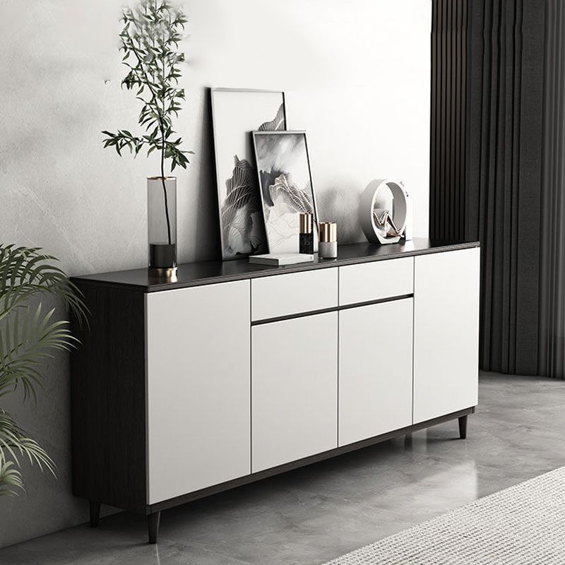 Modern Marble Sideboard Table 2-Drawer 80-inch Sideboard in White Clearhalo 'buffet_sideboard' 'Buffets & Sideboards' 'furn' 'furn_buffet_sideboard' 'Furniture' 'furniture_buffet_sideboard' 'Kitchen & Dining Furniture' 1200x1200_5b99ec2a-3b5e-4031-9bcd-dfa40ef0ca8b