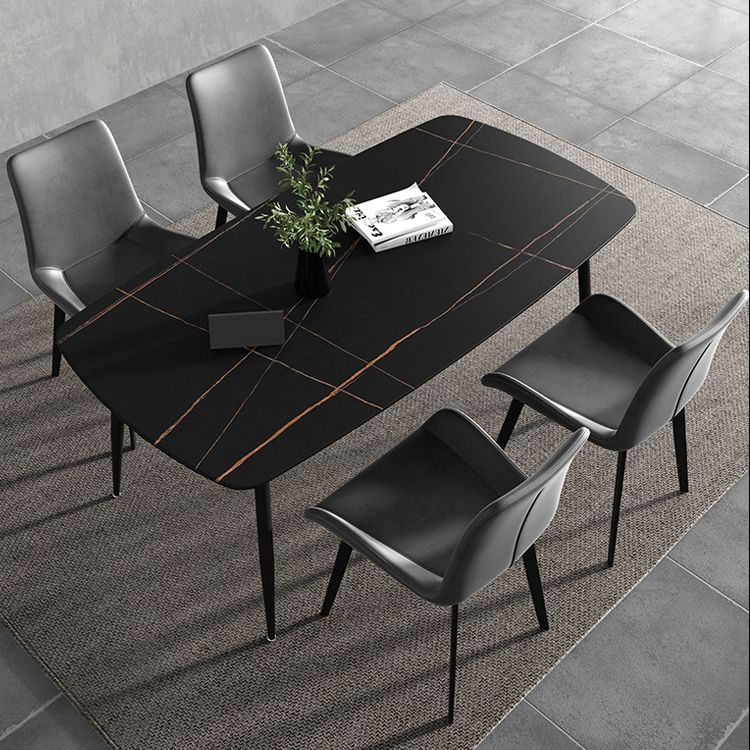 Rectangle Industrial Dining Room Table Sintered Stone Table with 4 Black Metal Legs Clearhalo ' dining_table' 'Dining Tables & Seating' 'Dining Tables' 'furn' 'furn_dining_table' 'Furniture' 'furniture_dining_table' 'Kitchen & Dining Furniture' 'kitchen&dining_furn' 'kitchen' 'kitchen_dining_table' 1200x1200_5b9a24d7-d3d3-4bc1-9a3c-56f10d97ea07