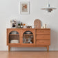 Modern 15.7"W Sideboard 3-drawer Solid Wood Credenza with Glass Door