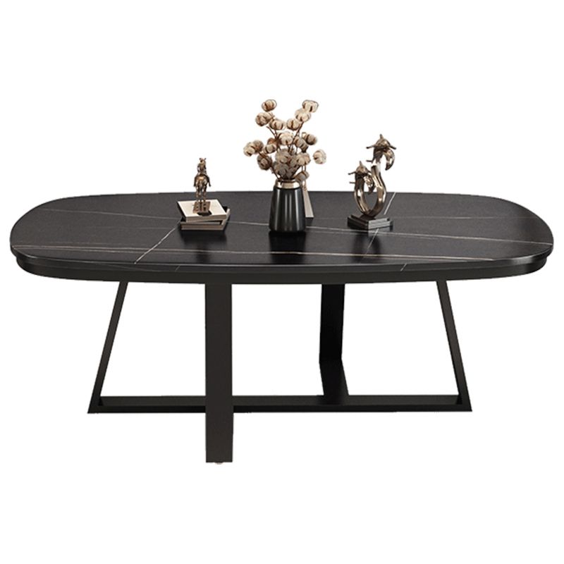 Table basse à jambes croisées en pierre 1 table de cocktail ovale unique