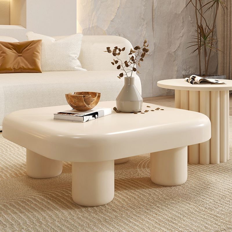 Contemporary Cocktail Table White Wooden Coffee Cocktail Table