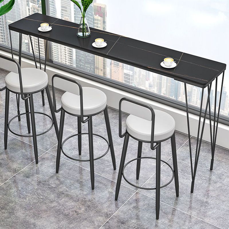 Industrial Black Iron Bar Table Faux Marble Rectangle Top 41.3"H Bistro Table Clearhalo 'Bar Furniture' 'Bar Tables' 'bar_tables' 'furn' 'furn_bar_tables' 'Furniture' 'furniture_bar_tables' 'Kitchen & Dining Furniture' 'kitchen&dining_furn' 'kitchen' 1200x1200_5b9c0ca9-972c-432a-b308-ccd894dc3ce8