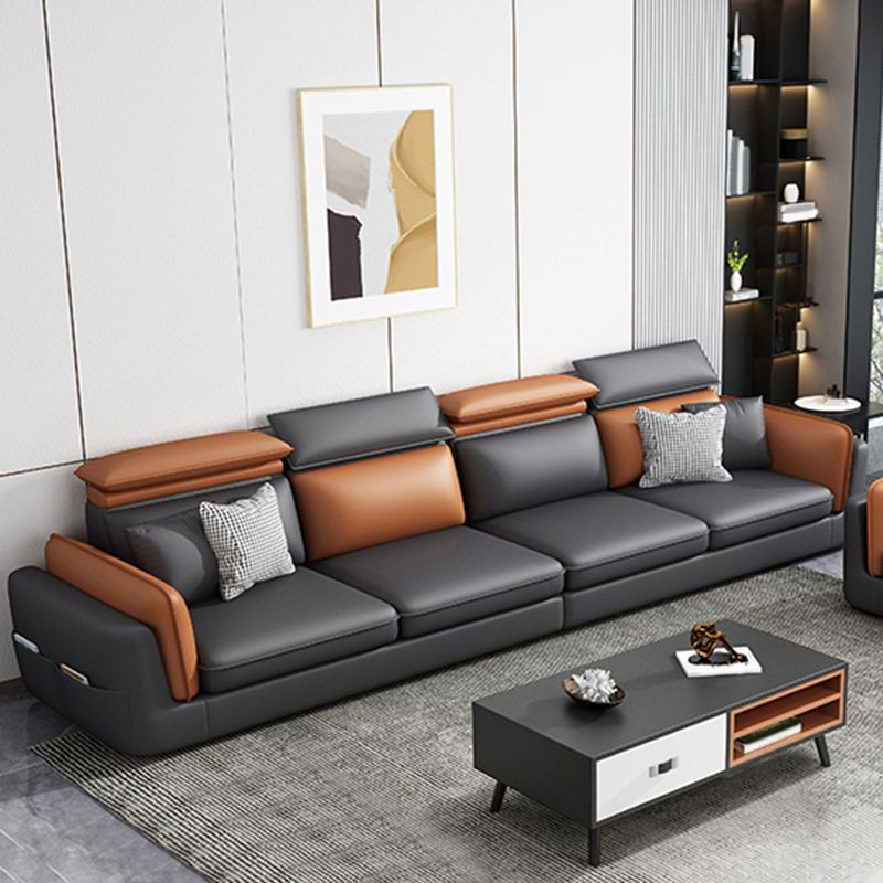 Divano e chaise di shaise e chaise in pelle scandinavo grigio scuro.