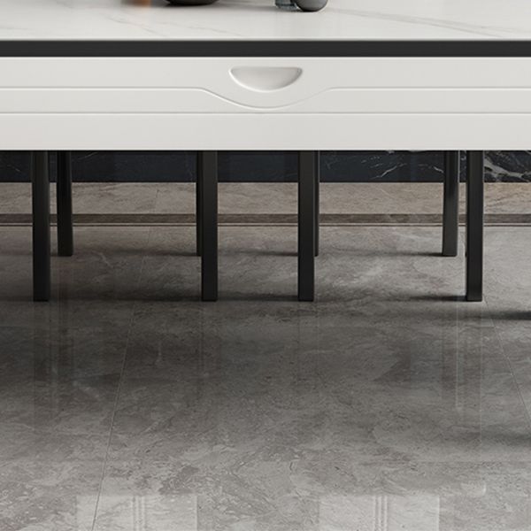 Moderne Stil Steinmöbel Set 7 Stücke runde Form Dinette Tisch mit armlosen Stuhl