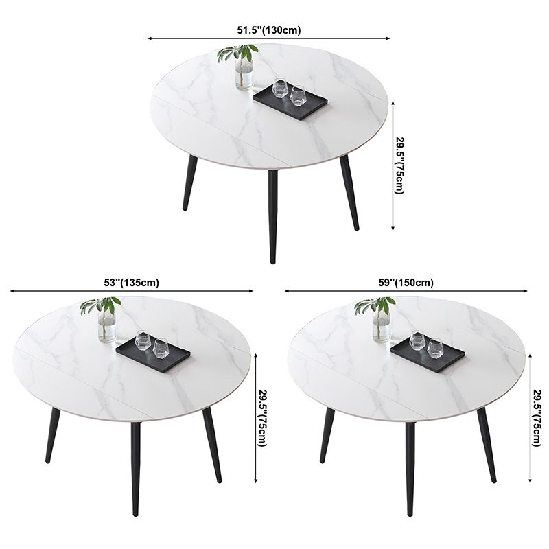 Modern Style Sintered Stone Dining Table White Round Home Table with Black Frame Clearhalo ' dining_table' 'Dining Tables & Seating' 'Dining Tables' 'furn' 'furn_dining_table' 'Furniture' 'furniture_dining_table' 'Kitchen & Dining Furniture' 'kitchen&dining_furn' 'kitchen' 'kitchen_dining_table' 1200x1200_5ba2d59c-c7f0-4c89-baa6-c40071415a95