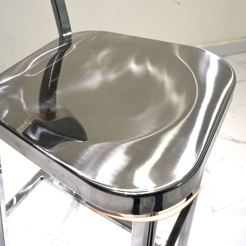 Industrial Armless Bar Stools Metal Low Back Dining Stool with Footrest