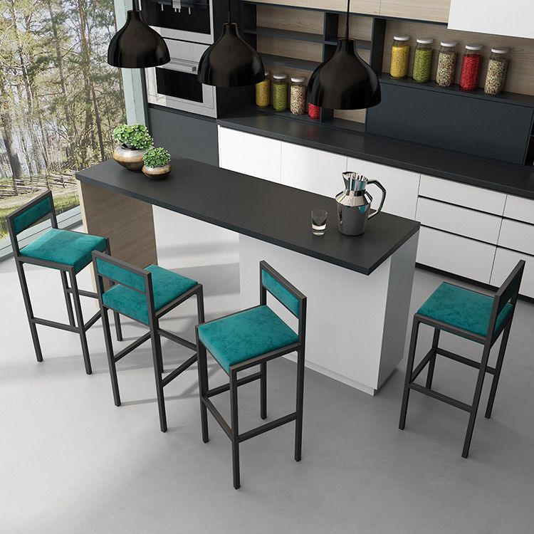 Indoor Glam Counter Stool Footrest Low Back Rectangle Upholstered Dining Stool