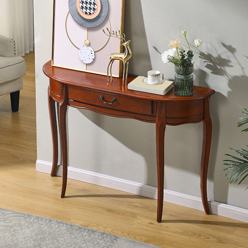 Mid-Century Modern Console Table Half Moon 4 Legs Rubbered Wood Sofa Console Table Clearhalo 'Console Tables' 'console_tables' 'Entry & Mudroom Furniture' 'furn' 'furn_console_tables' 'Furniture' 1200x1200_5ba5def5-8518-4cc0-b3fd-fb703309f8c4