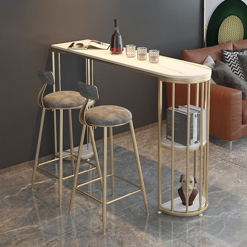 Modern Stone Storage Pub Height Dining Table Double Pedestal Indoor Bar Table, Only Table Clearhalo 'Bar Furniture' 'Bar Tables' 'bar_tables' 'furn' 'furn_bar_tables' 'Furniture' 'furniture_bar_tables' 'Kitchen & Dining Furniture' 'kitchen&dining_furn' 'kitchen' 1200x1200_5ba87392-f9fb-4a2a-a0c5-b6facffcbe09