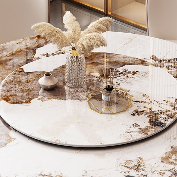 Round Pedestal Table Contemporary Style Stone Dining Site Table with Turntable Clearhalo 'Dining Tables & Seating' 'Dining Tables' 'dining_table' 'furn' 'furn_dining_table' 'Furniture' 'Kitchen & Dining Furniture' 1200x1200_5ba8a75e-0cab-449a-8238-5bf944bae405