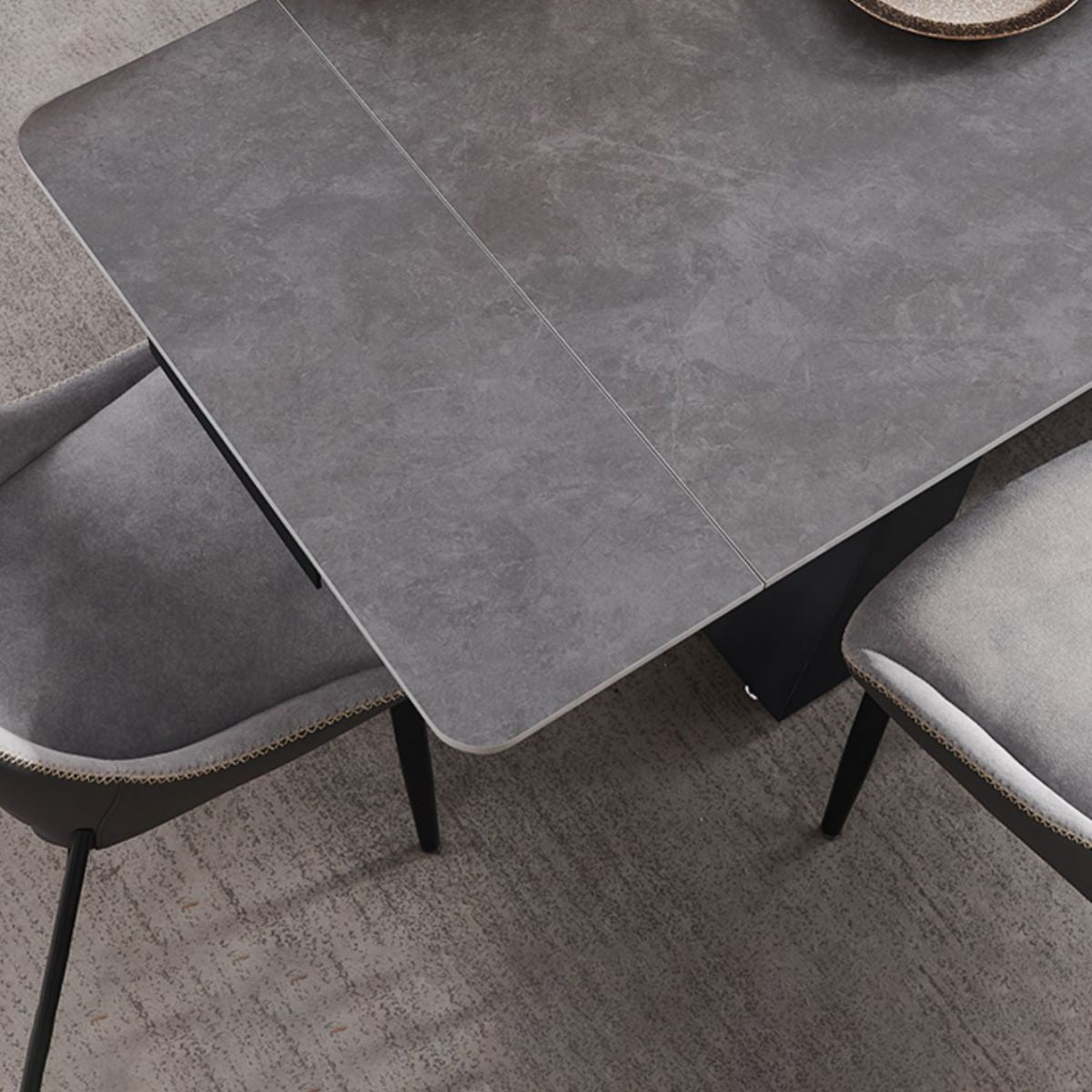 Modern Scalable Dinette Set 1/4/5/7 Pieces Grey Sintered Stone Top Dining Table Set Clearhalo 'Dining Room Sets' 'Dining Tables & Seating' 'dining_room_set' 'furn' 'furn_dining_room_set' 'Furniture' 'furniture_dining_room_set' 'Kitchen & Dining Furniture' 1200x1200_5ba95e40-44f4-469c-9dc6-1a175b9e975e