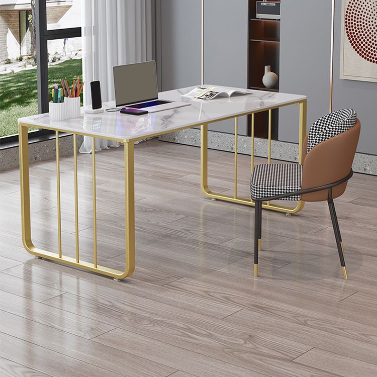 Glam 29.53-inch Tall Writing Desk Stone Rectangular Office Desk Clearhalo 'furn' 'furn_office_desk' 'Furniture' 'Office Desks' 'Office Furniture' 'office_desk' 1200x1200_5baf1af1-7df6-4cbc-aae1-86575b291b9a