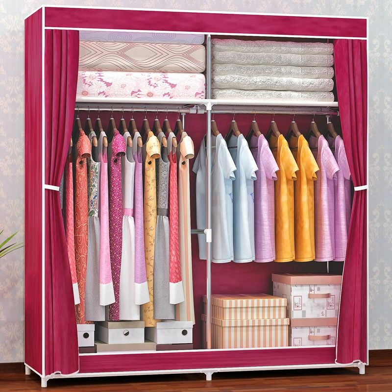 Contemporary Wardrobe Armoire Metal Wardrobe Cabinet - 51.18 x 18.11 x 66.14 Inches Clearhalo 'Armoires & Wardrobes' 'armoires_wardrobes' 'Bedroom Furniture' 'furn' 'furn_armoires_wardrobes' 'Furniture' 1200x1200_5bb09e73-2438-49aa-8613-63fe50c69551